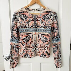 NEW! Abercrombie & Fitch Embroidered Mesh Long Sleeve Top Boho Artsy Size XS